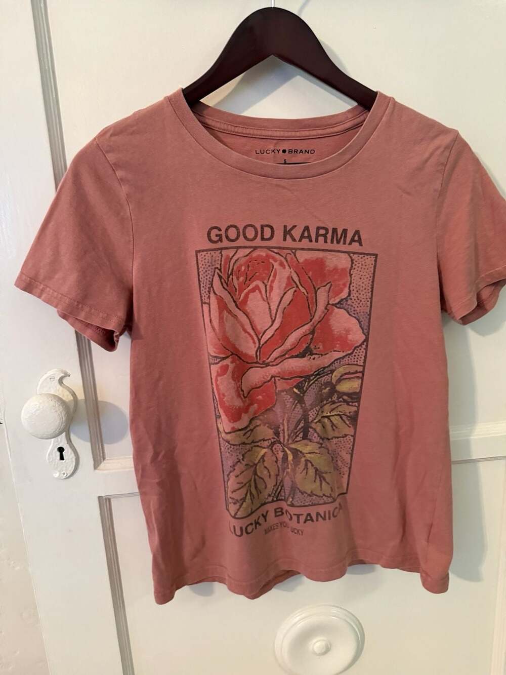 Lucky Brand Good Karma Botanical Rose Graphic Short Sleeve T-Shirt